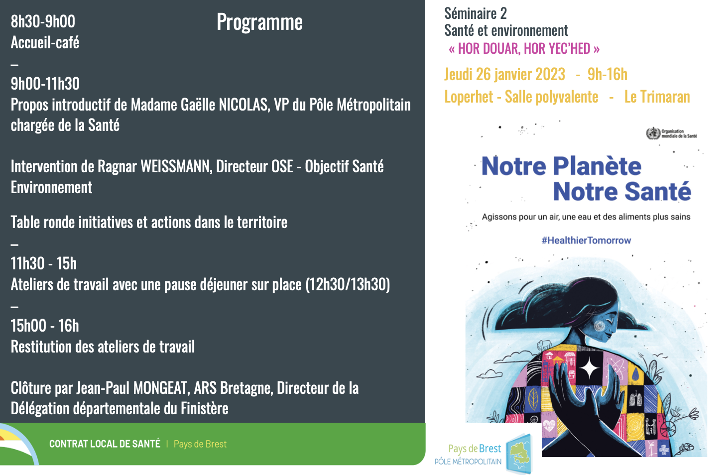 Deuxième séminaire santé-environnement le 26 janvier à Loperhet: élaboration d'un plan d'actions.