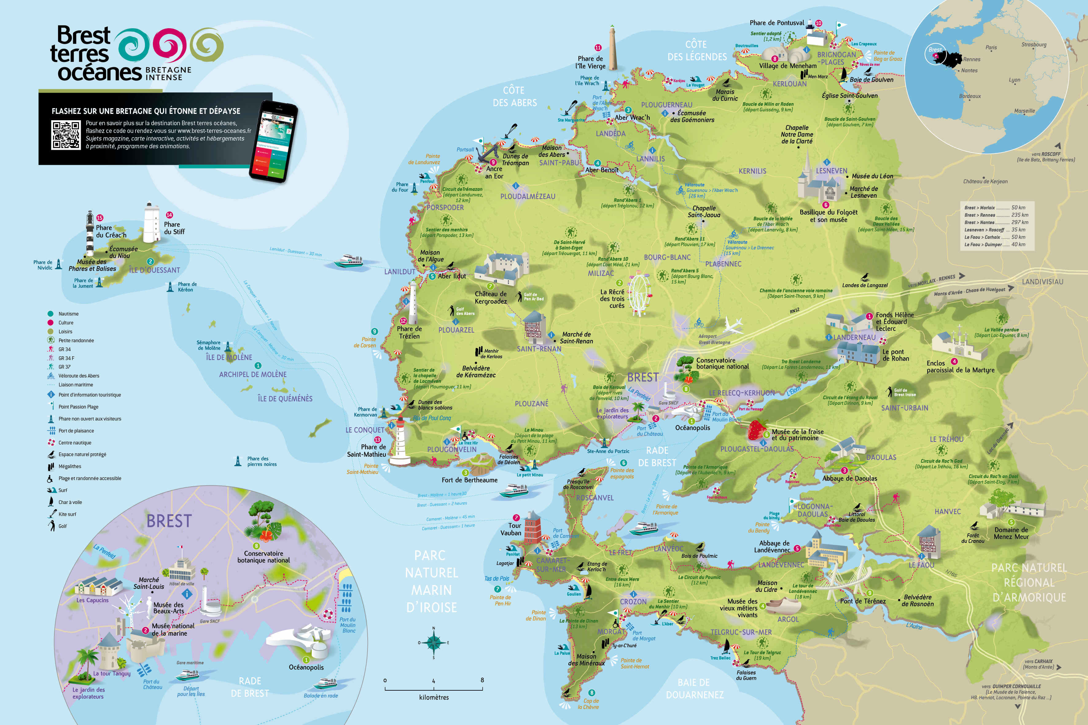 Carte touristique Brest terres océanes